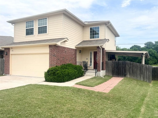 192 Falcon Dr, Luling, TX 78648 - traditional-style house featuring a garage, brick siding, and concrete driveway