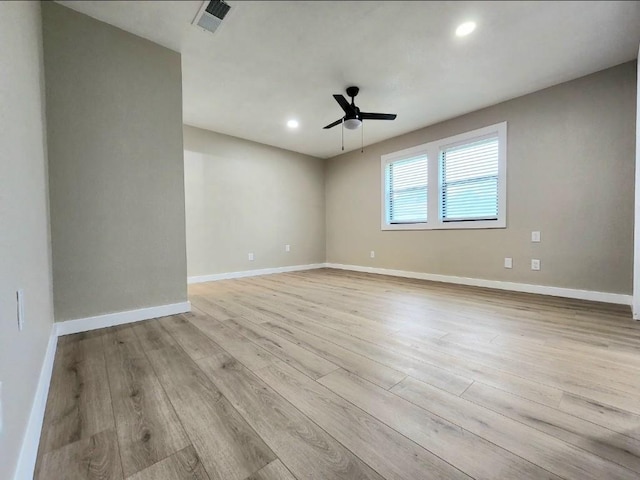1011 N State Highway 95 N, Bastrop, TX 78602 - empty room with ceiling fan, baseboards, light wood-style flooring, and recessed lighting