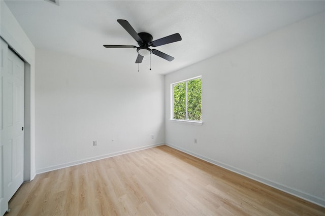 605 Swanson Cv, Austin, TX 78748 - unfurnished bedroom with light wood-type flooring, a closet, and ceiling fan