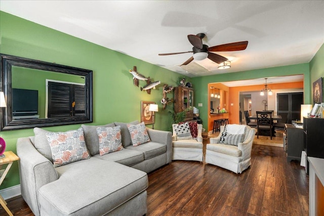 1619 Twin Island Dr, Lockhart, TX 78644 - living room with wood finished floors and a ceiling fan