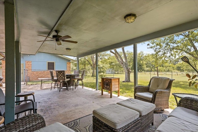 1619 Twin Island Dr, Lockhart, TX 78644 - view of patio featuring a ceiling fan, outdoor lounge area, and outdoor dining space