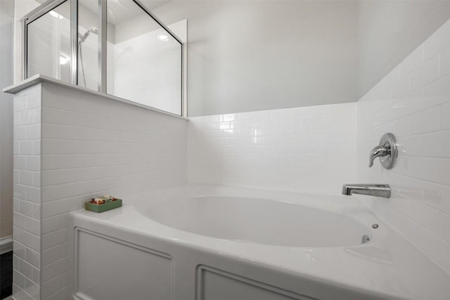 651 Bayberry Cir, Buda, TX 78610 - bathroom featuring a bath and walk in shower