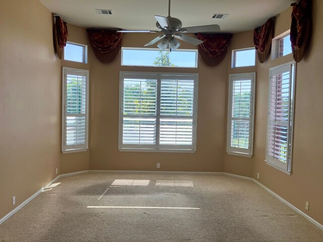 209 Country Creek Dr, Austin, TX 78737 - unfurnished room with carpet floors, a ceiling fan, baseboards, and a high ceiling