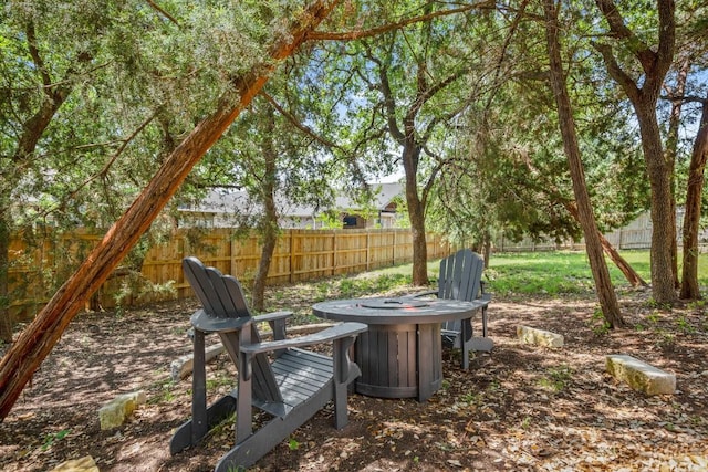 fenced backyard featuring an outdoor fire pit
