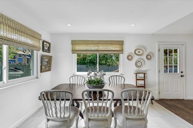 6201 Sun Vista Dr, Austin, TX 78749 - dining space featuring plenty of natural light, baseboards, recessed lighting, and light tile patterned floors