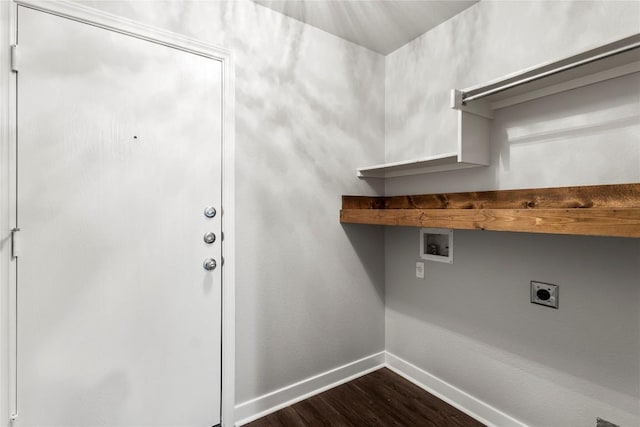 1600 Gretchen Dr, Cedar Park, TX 78613 - laundry area with hookup for a washing machine, dark wood finished floors, and electric dryer hookup