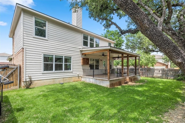 1600 Gretchen Dr, Cedar Park, TX 78613 - back of property featuring ceiling fan, a chimney, and a patio