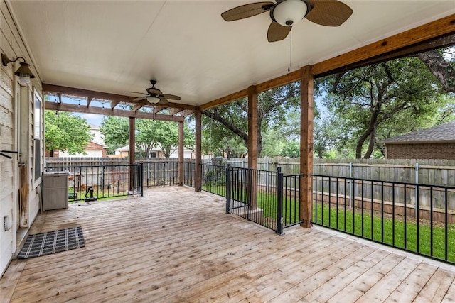 1600 Gretchen Dr, Cedar Park, TX 78613 - wooden deck featuring ceiling fan and a fenced backyard