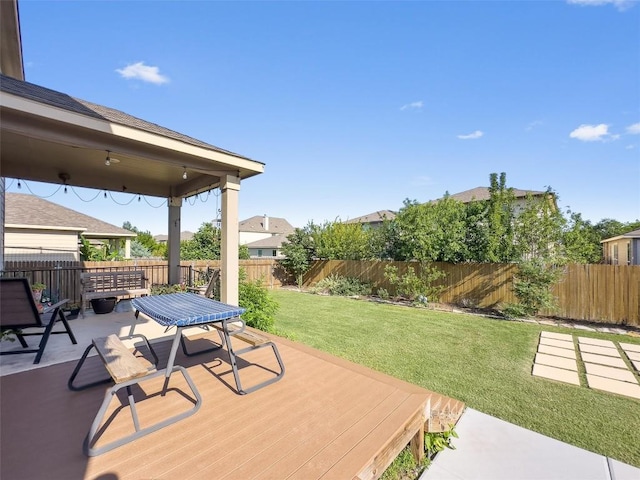 7609 Lazy Creek Dr, Austin, TX 78724 - wooden deck featuring a fenced backyard and outdoor dining area