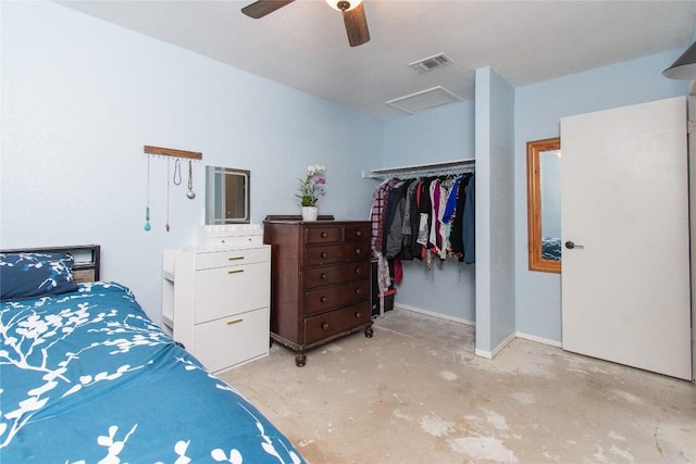 12 Catalpa Ct, Belton, TX 76513 - bedroom featuring concrete flooring, a closet, a ceiling fan, and baseboards