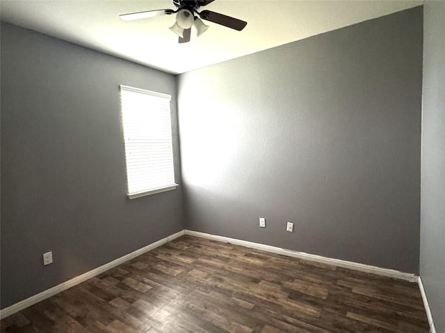 253 Eagle Brook Ln, Buda, TX 78610 - unfurnished room with ceiling fan and dark wood-style flooring