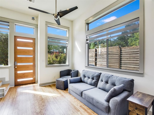 614 Terrell Hill Dr Unit B, Austin, TX 78704 - living room with ceiling fan and hardwood / wood-style flooring