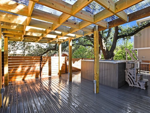 614 Terrell Hill Dr Unit B, Austin, TX 78704 - deck with an outdoor hot tub and a pergola