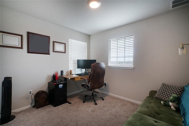 office with carpet floors and baseboards