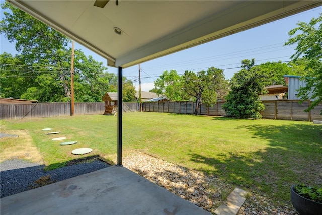 view of yard with a patio area