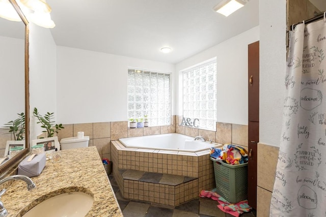 176 Old Lexington Rd Unit C, Elgin, TX 78621 - bathroom featuring a bath, vanity, and a shower with shower curtain