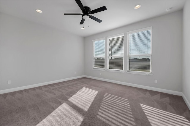 206 Duroc Dr, Hutto, TX 78634 - spare room with carpet, baseboards, ceiling fan, and recessed lighting