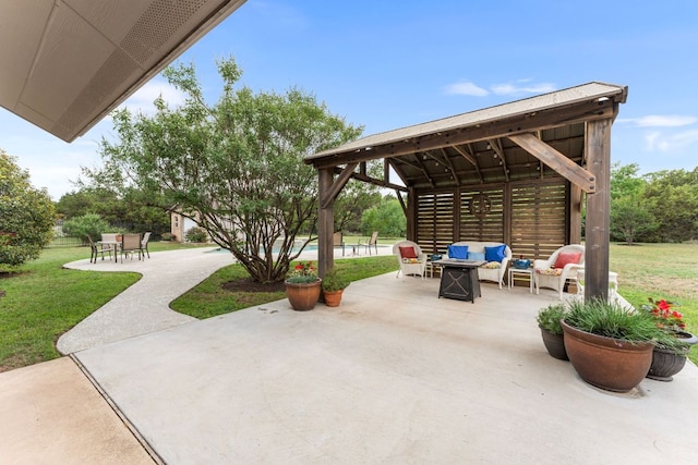 221 Breakaway Rd, Cedar Park, TX 78613 - view of patio with a gazebo, an outdoor living space with a fire pit, and an outdoor pool