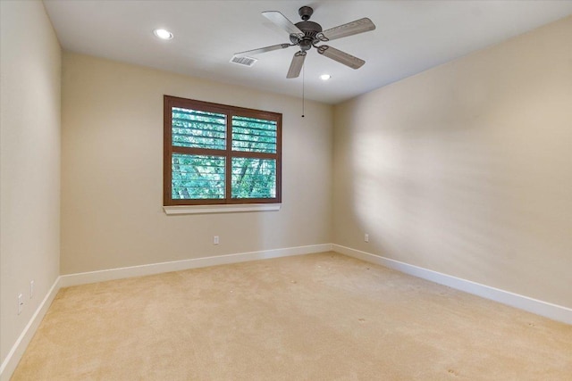 1036 Liberty Park Dr Unit 20, Austin, TX 78746 - empty room with light carpet, a ceiling fan, baseboards, and recessed lighting