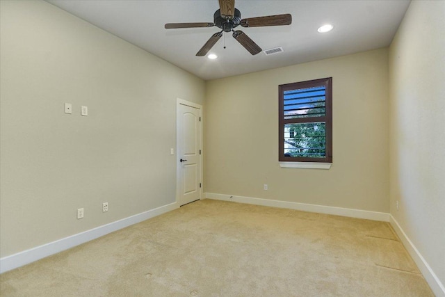 1036 Liberty Park Dr Unit 20, Austin, TX 78746 - unfurnished room featuring light carpet, recessed lighting, baseboards, and a ceiling fan