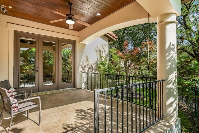 1036 Liberty Park Dr Unit 20, Austin, TX 78746 - view of patio / terrace with french doors and ceiling fan