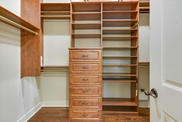 1036 Liberty Park Dr Unit 20, Austin, TX 78746 - walk in closet with dark wood finished floors