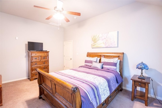 411 Tilly Ln, Buda, TX 78610 - bedroom with light colored carpet and ceiling fan