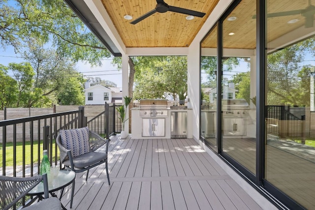 2304 W 8th, Austin, TX 78703 - wooden terrace featuring ceiling fan and a fenced backyard