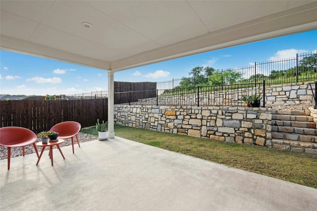 view of patio / terrace featuring a fenced backyard