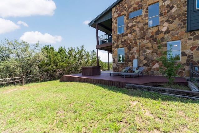 432 Stacey Ann Cv, Dripping Springs, TX 78620 - view of yard with a balcony and a wooden deck