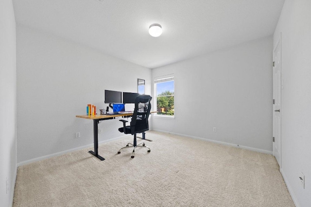 carpeted office with baseboards