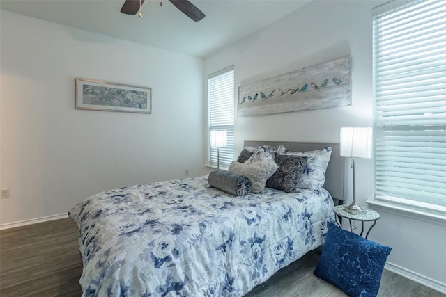 9005 Pin Brush Dr, Austin, TX 78748 - bedroom with wood finished floors, baseboards, and ceiling fan