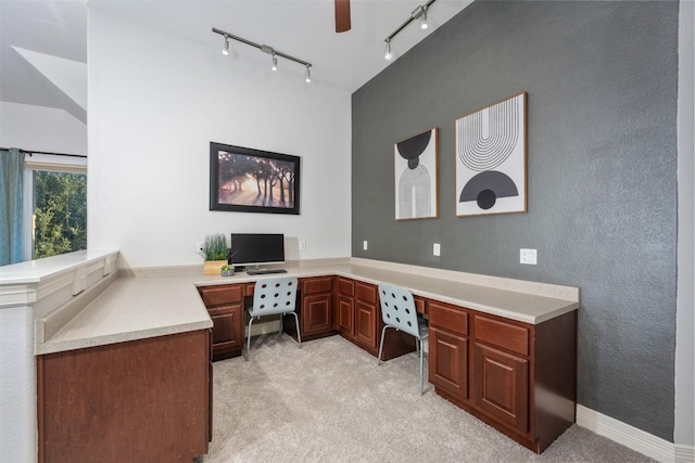 905 S Frontier Ln, Cedar Park, TX 78613 - office space featuring light carpet, built in desk, and track lighting