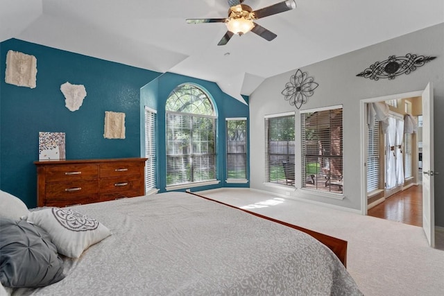 2025 Saint Andrews Dr, Round Rock, TX 78664 - carpeted bedroom featuring lofted ceiling, a ceiling fan, and baseboards
