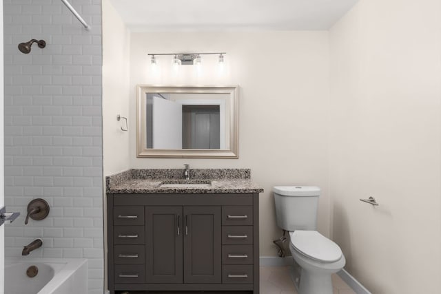 4535 Pack Saddle Pass, Austin, TX 78745 - full bathroom with toilet, vanity, shower / washtub combination, tile patterned flooring, and baseboards