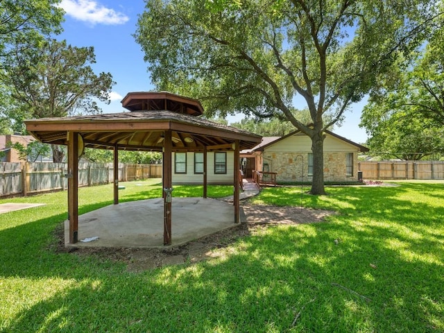 3606 Spotted Horse Trl, Austin, TX 78739 - fenced backyard with a gazebo and a patio area