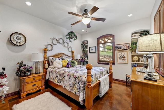 2600 Grapevine Springs Cv, Georgetown, TX 78628 - bedroom with baseboards, recessed lighting, and a ceiling fan