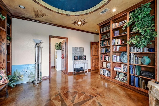 2600 Grapevine Springs Cv, Georgetown, TX 78628 - sitting room with crown molding and recessed lighting