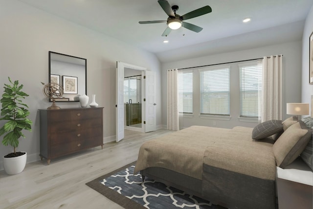 9721 Eloquence Dr, Manor, TX 78653 - bedroom with light wood-style flooring, baseboards, recessed lighting, and a ceiling fan