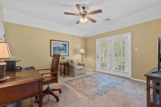 2932 Persimmon Valley Trl, Austin, TX 78732 - office with carpet, a ceiling fan, and baseboards