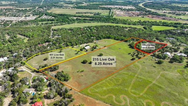 195 Live Oak, Liberty Hill, TX 78642 - view of rural area with property boundaries highlighted