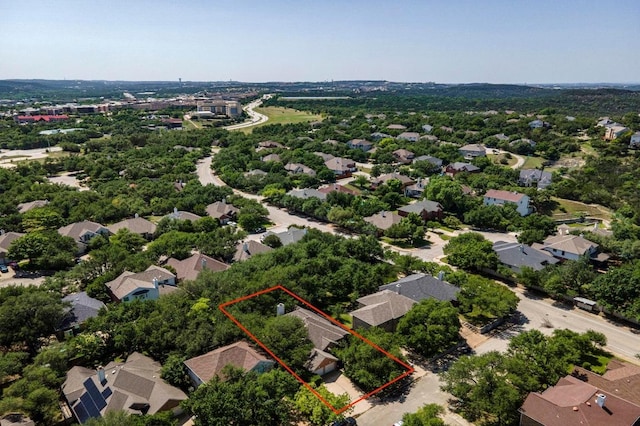 3408 Reims Ct, Austin, TX 78738 - aerial perspective of suburban area featuring property boundaries highlighted