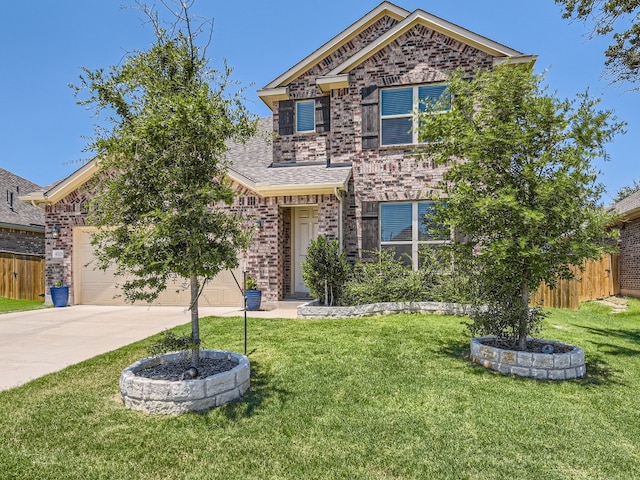 4325 Arques Ave, Round Rock, TX 78681 - view of front of home featuring driveway, brick siding, and a garage