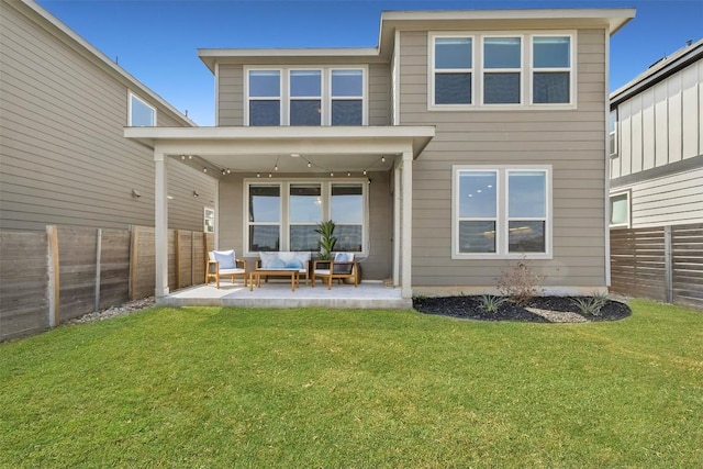 424 Turnbuckle Bnd, Leander, TX 78641 - back of property featuring outdoor lounge area and a patio