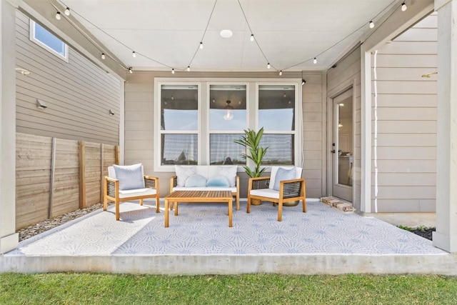 424 Turnbuckle Bnd, Leander, TX 78641 - view of patio / terrace featuring fence and an outdoor hangout area