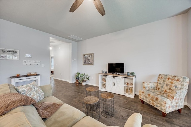 100 Seaholm Ln, Hutto, TX 78634 - living area featuring wood finished floors and a ceiling fan