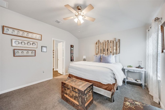100 Seaholm Ln, Hutto, TX 78634 - carpeted bedroom with lofted ceiling and ceiling fan