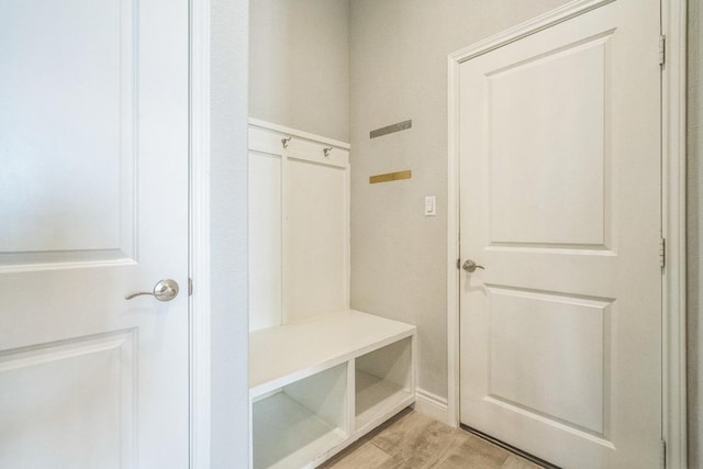 mudroom featuring light wood-style floors