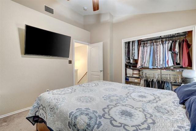 11901 Swearingen Dr Unit 110, Austin, TX 78758 - carpeted bedroom featuring a closet and a ceiling fan