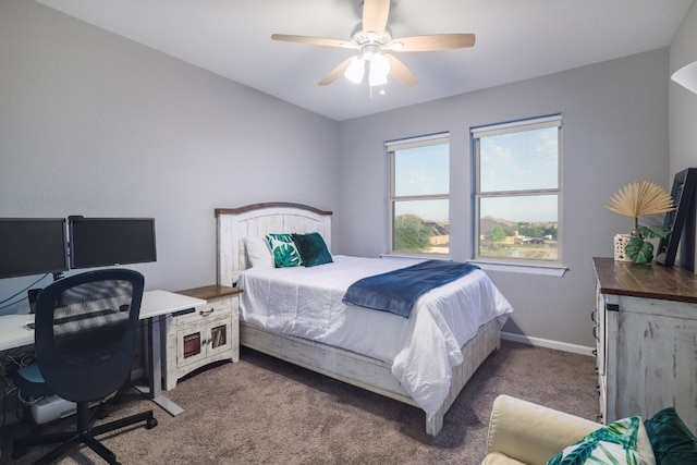 3405 Eagle Ridge Ln, Pflugerville, TX 78660 - bedroom with carpet floors, an office area, baseboards, and ceiling fan